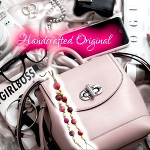 Hand Crafted Wood Bead Key Purse Charm Ornament Garland Tier Tray Original B050